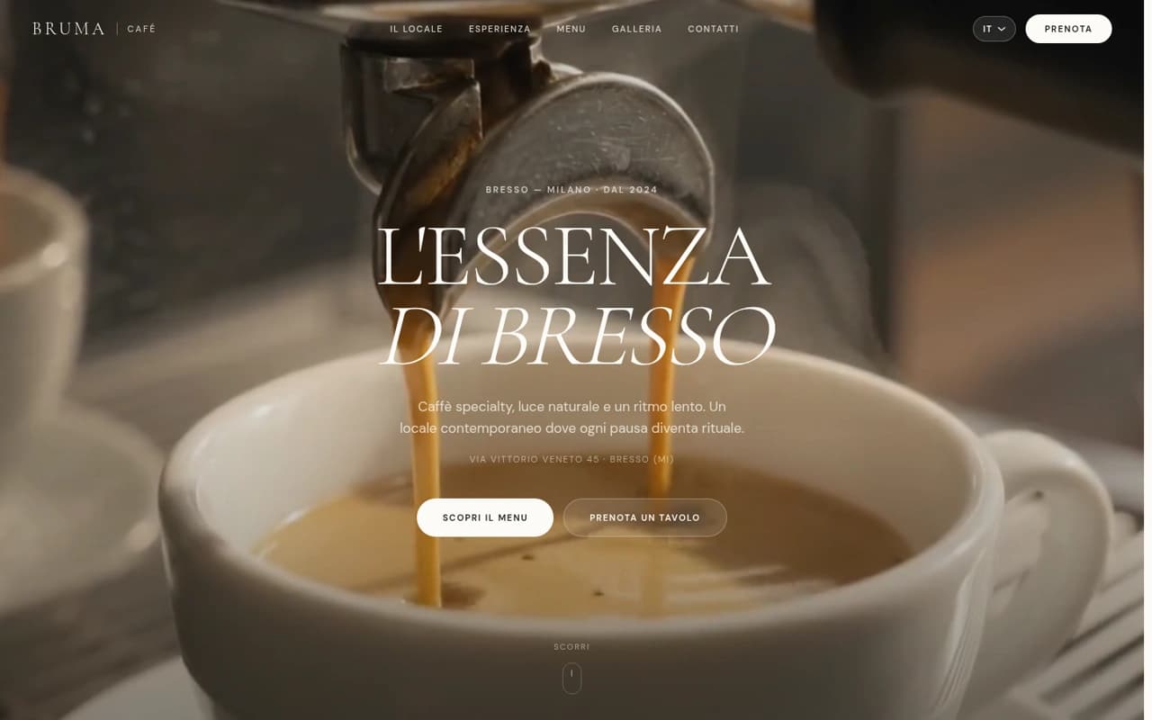 Bruma Café — Warm editorial site for a specialty café.